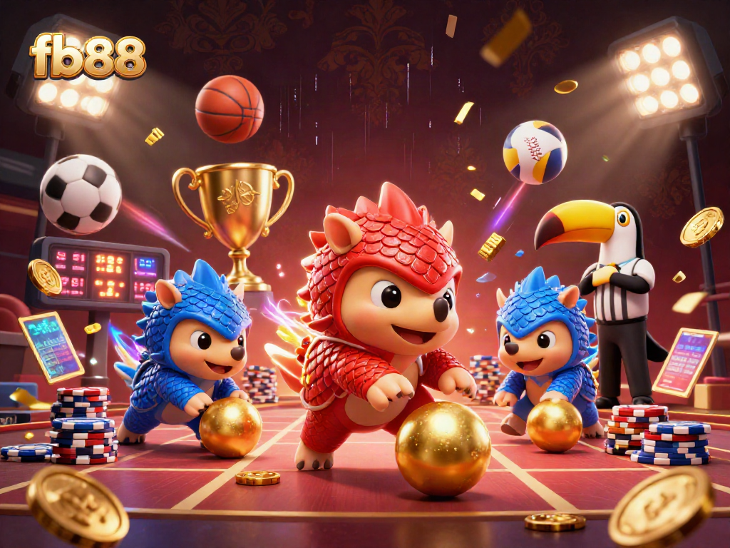 Experience thrilling sports action with fb88's dynamic pangolins in a vibrant casino scene.