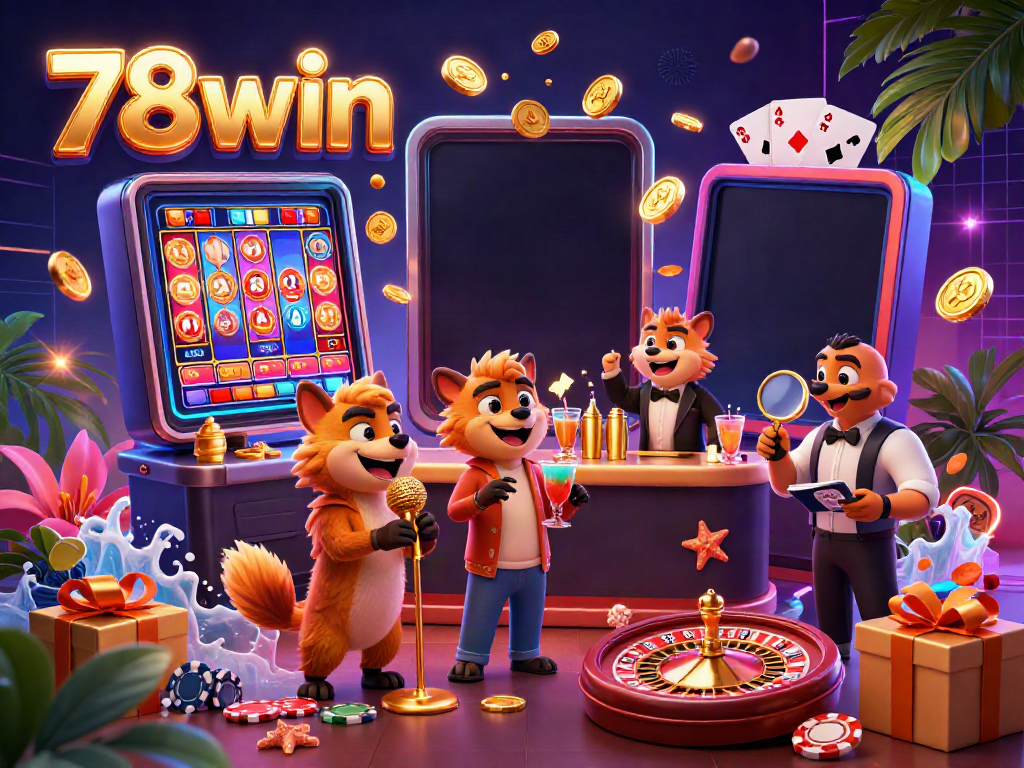 Engage in thrilling casino fun at 78win with exciting slots and vibrant hyena characters.