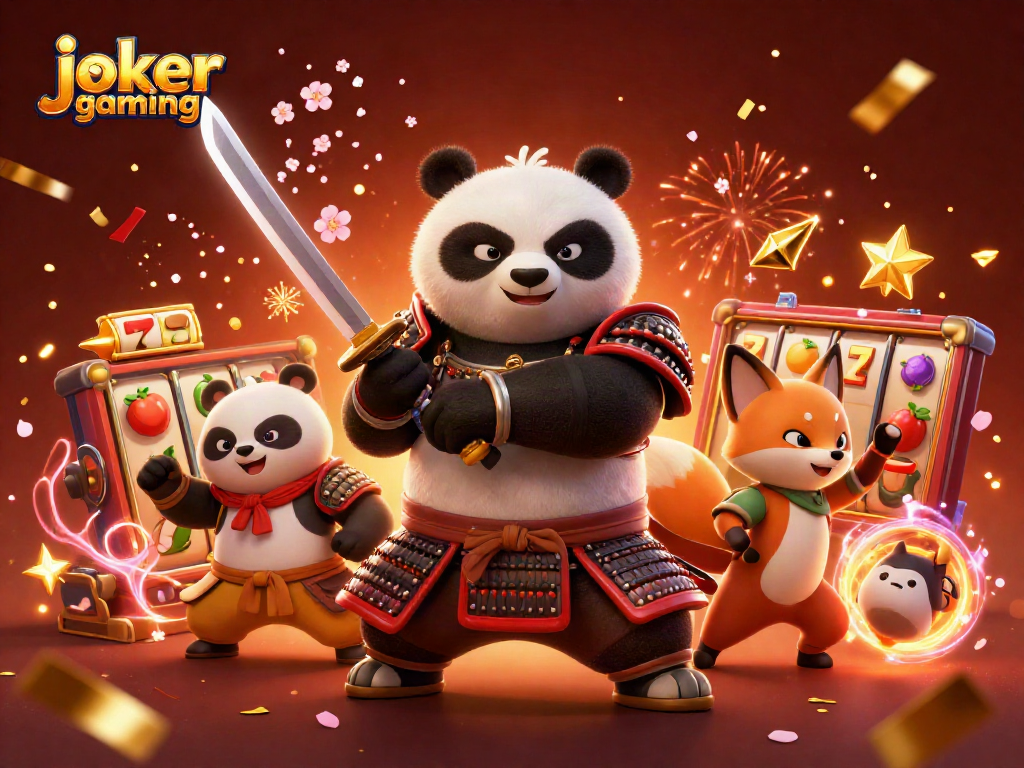 การเดิมพันเกมสล็อต joker gaming ด้วยซามูไรแพนด้าและเพื่อนนินจา