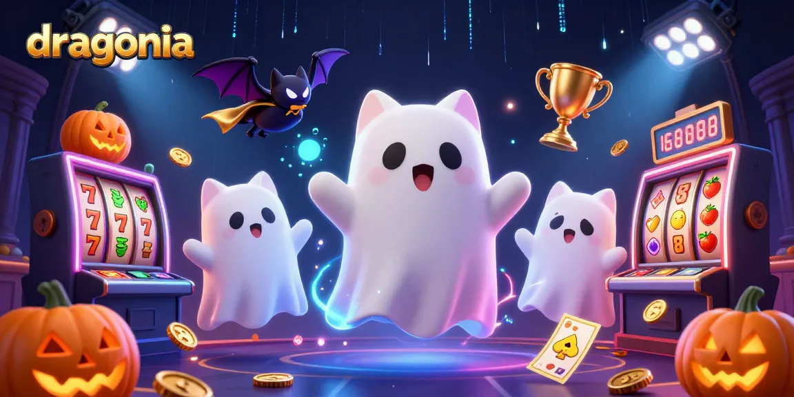 Jouez à Dragonia et découvrez un casino hanté avec un chat fantôme et des éléments de machines à sous.