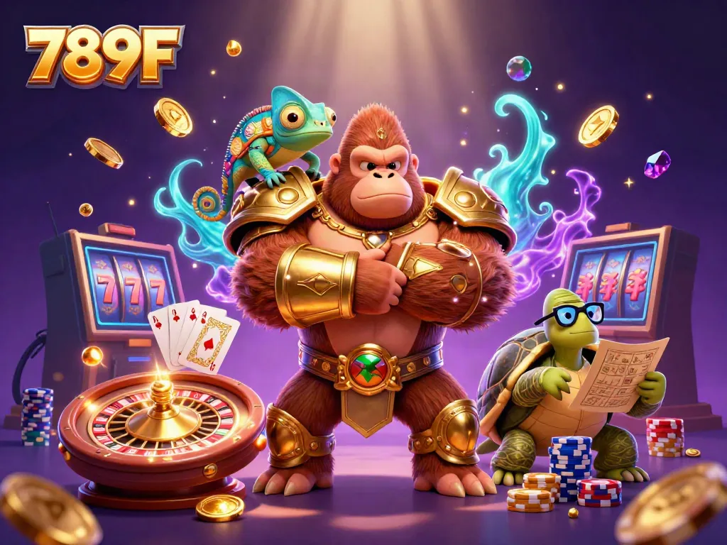 Experience thrilling gameplay with 789F, featuring vibrant characters and casino elements.