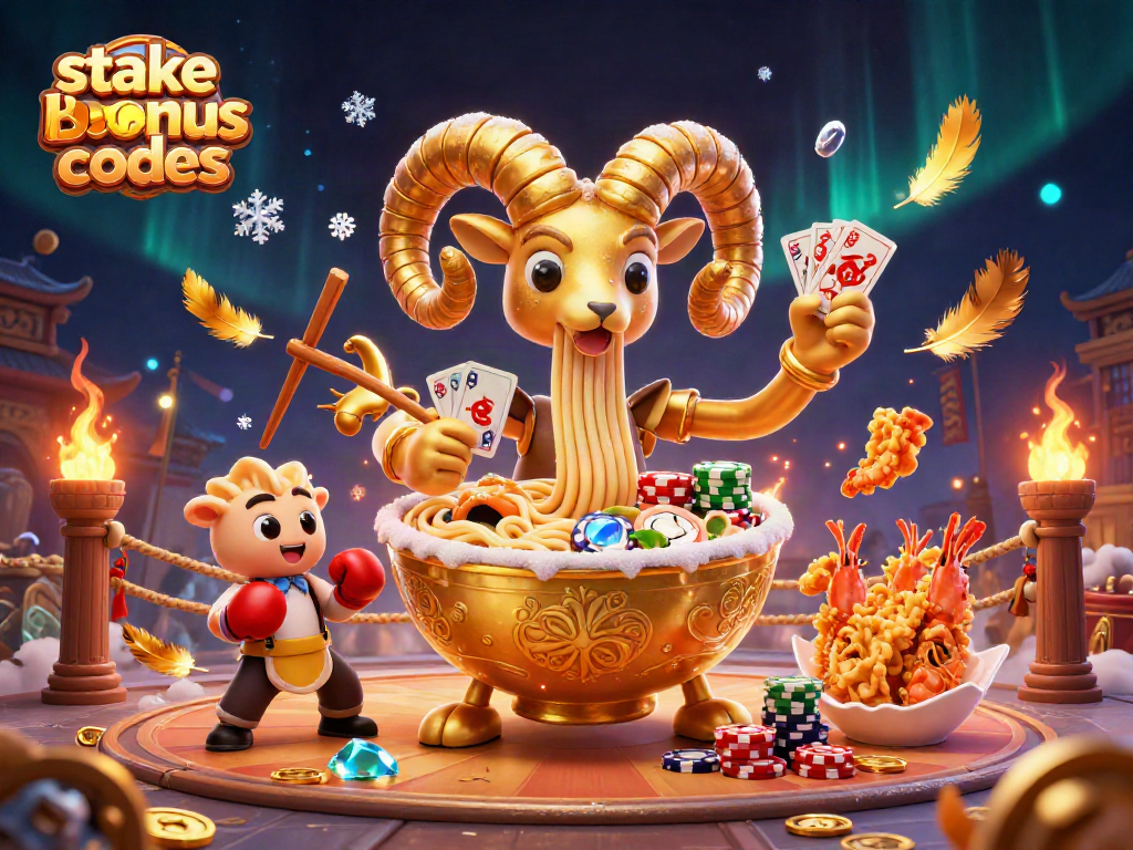 Engage with stake us bonus codes by winning with a vibrant, animated casino scene featuring unique characters and elements.