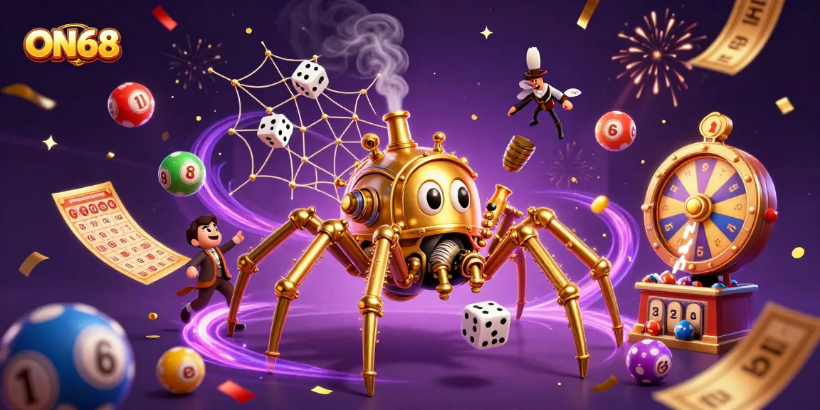 Engage with ON68's thrilling golden spider web of chance, where luck collides with colorful lottery dynamics.