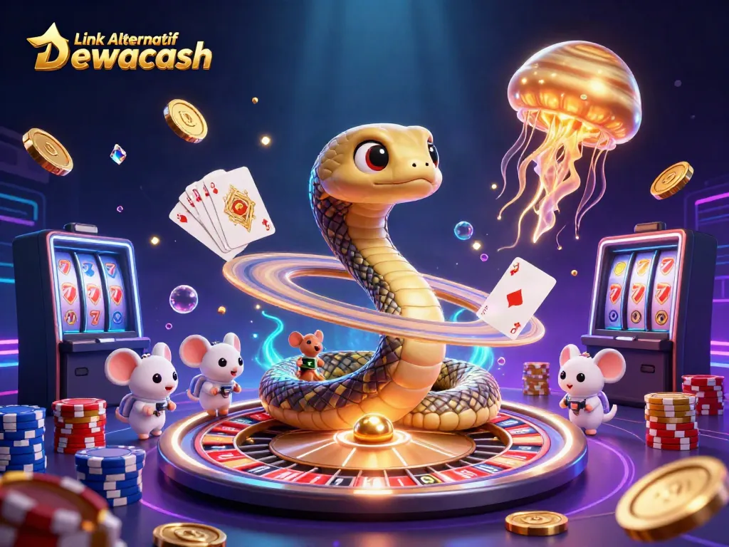 Experience thrilling bets with Link Alternatif Dewacash in this vibrant cosmic casino scene.