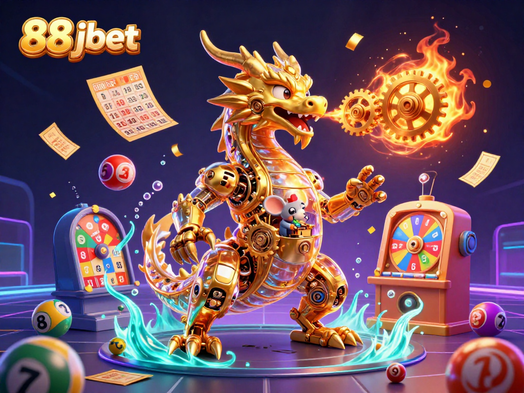 Experience the excitement of 88 jbet with a vibrant 3D dragon scene featuring dynamic lottery elements.