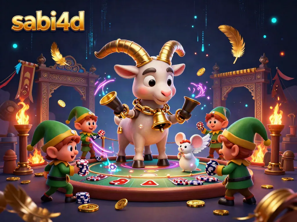 Experience thrill and excitement with sabi4d's lively casino scene featuring a Krampus goat in a festive setting.