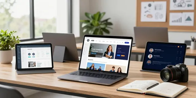 A80 homepage interface displayed on a sleek laptop in a modern workspace, showcasing productivity and digital innovation.
