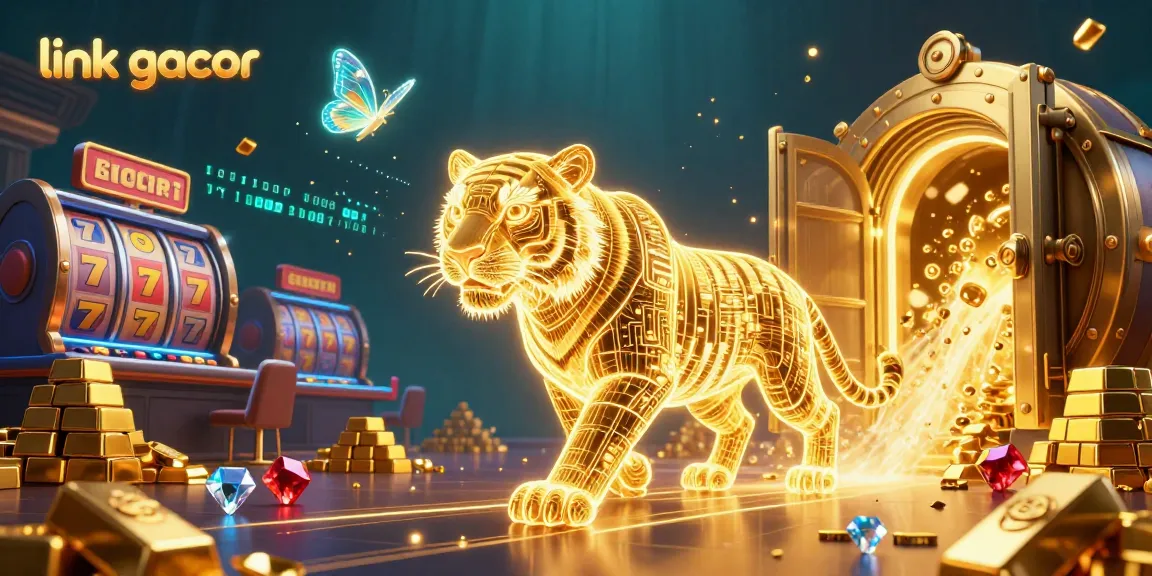 Experience link gacor in a thrilling digital casino scene with golden treasures and vibrant 3D characters.