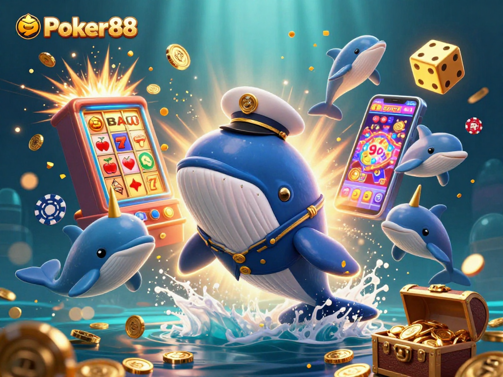 Engage with Poker88's vibrant casino experience with dolphins, whales, and games.