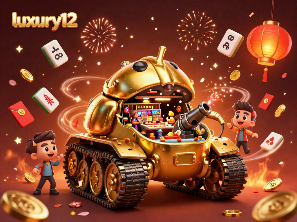 Experience luxury12 with a vibrant 3D dark crimson casino scene showcasing intense gambling action and miniature patrons.