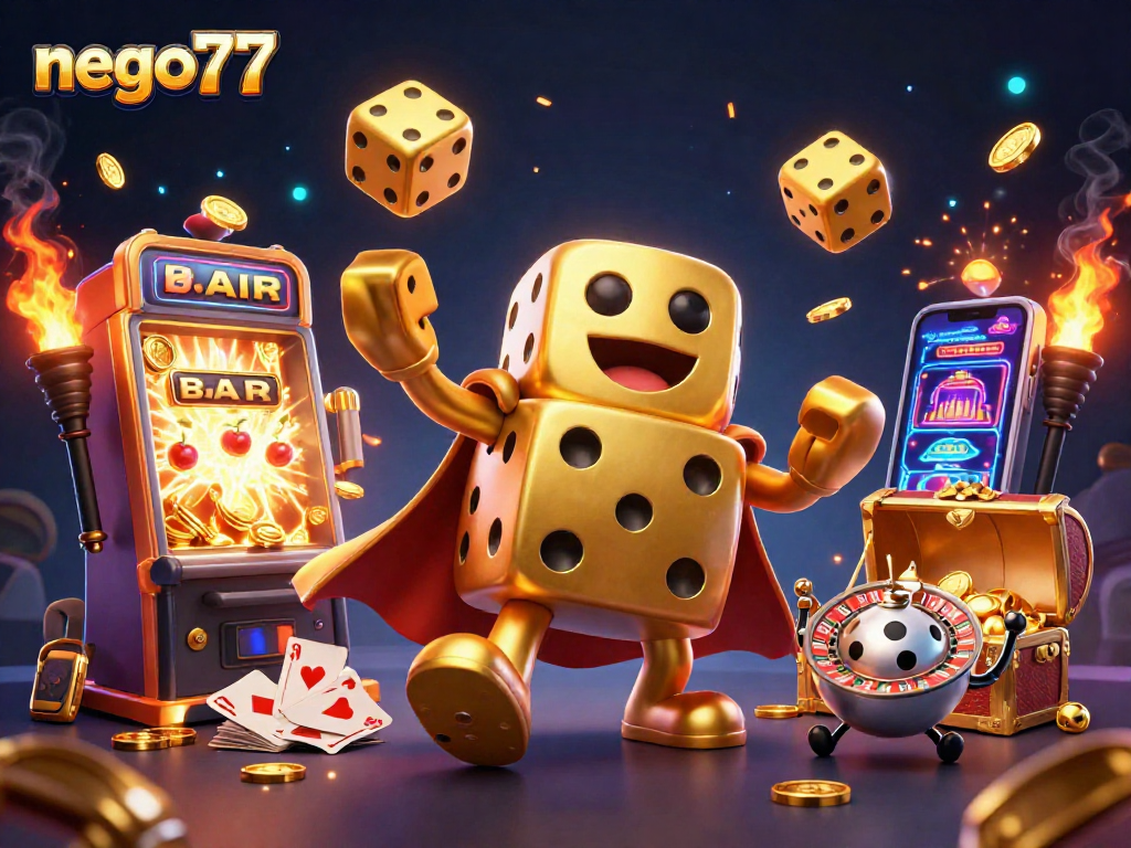 Experience thrilling bets at nego77 with dynamic characters, golden dice, and exciting gaming elements.
