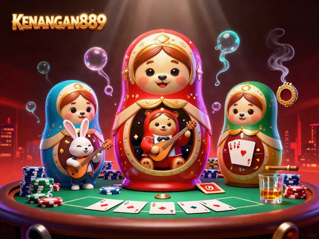 Win big at KENANGAN889 with a vibrant 3D casino illustration showcasing thrilling gaming elements.