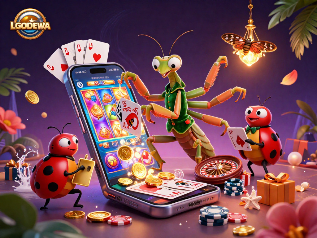 Experience LGODEWA: A vibrant casino scene with unique characters and thrilling gameplay elements.
