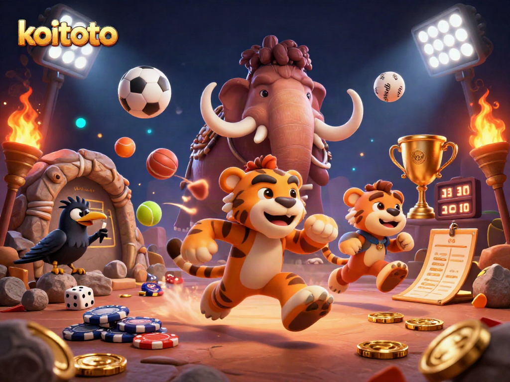 Experience thrilling gameplay with koitoto at a prehistoric casino, featuring unique characters and dynamic sports elements.