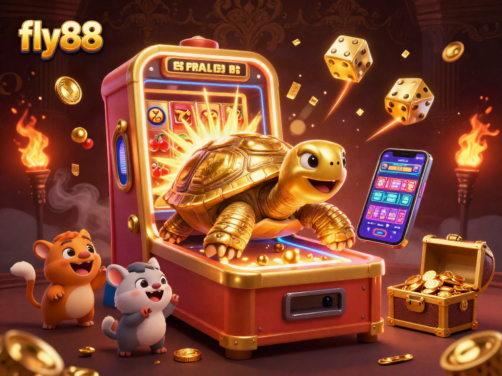 Get ready to win big with the fly88 colossal tortoise pinball casino scene!