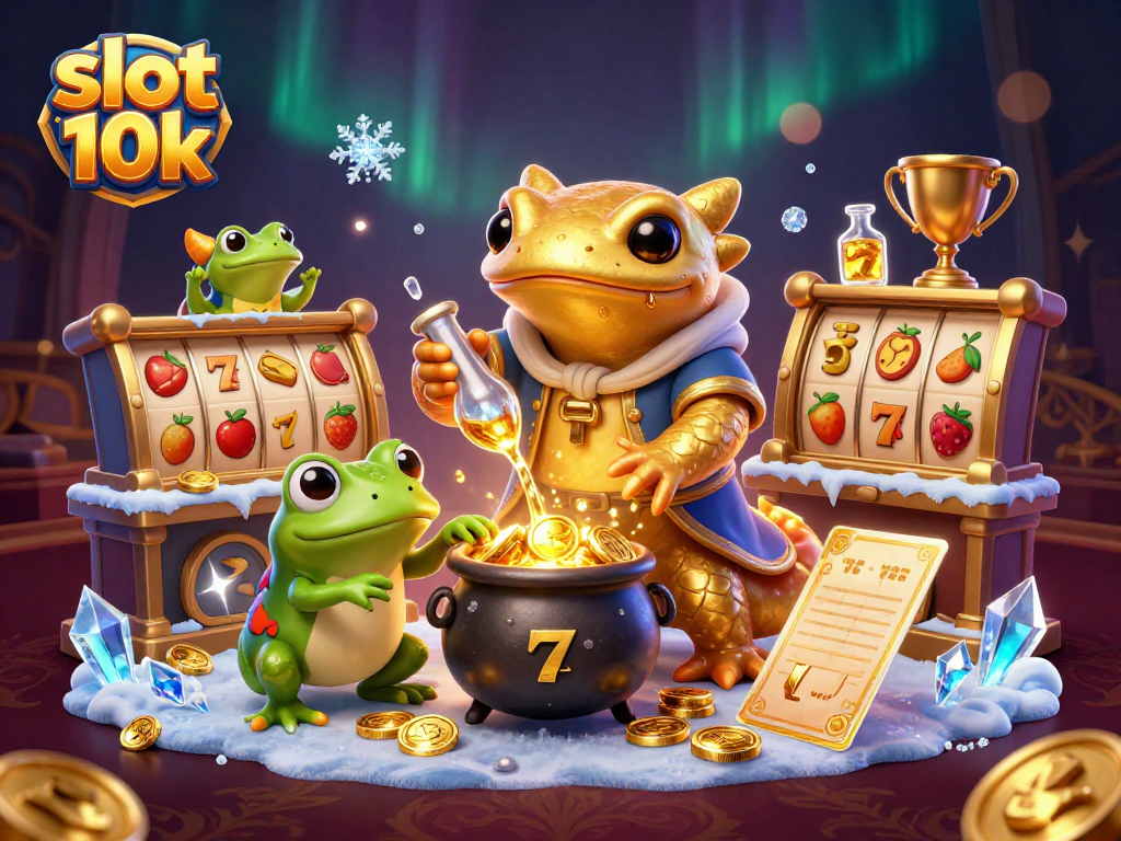 Experience excitement with slot 10k as golden coins and lucky symbols animate the vibrant casino scene.