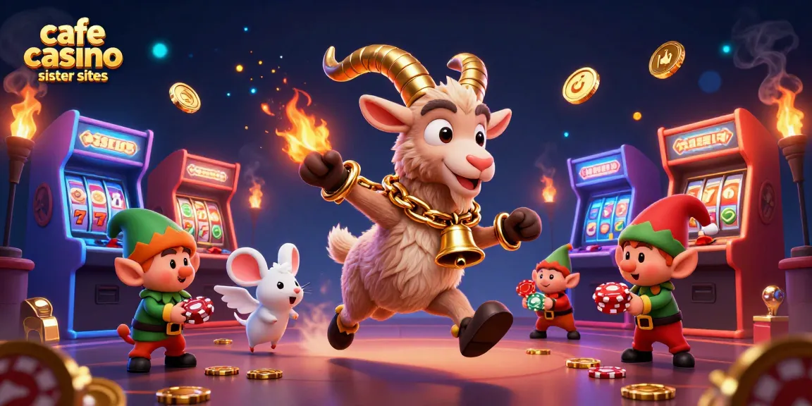 Engage with cafe casino sister sites featuring lively characters in a vibrant casino setting.