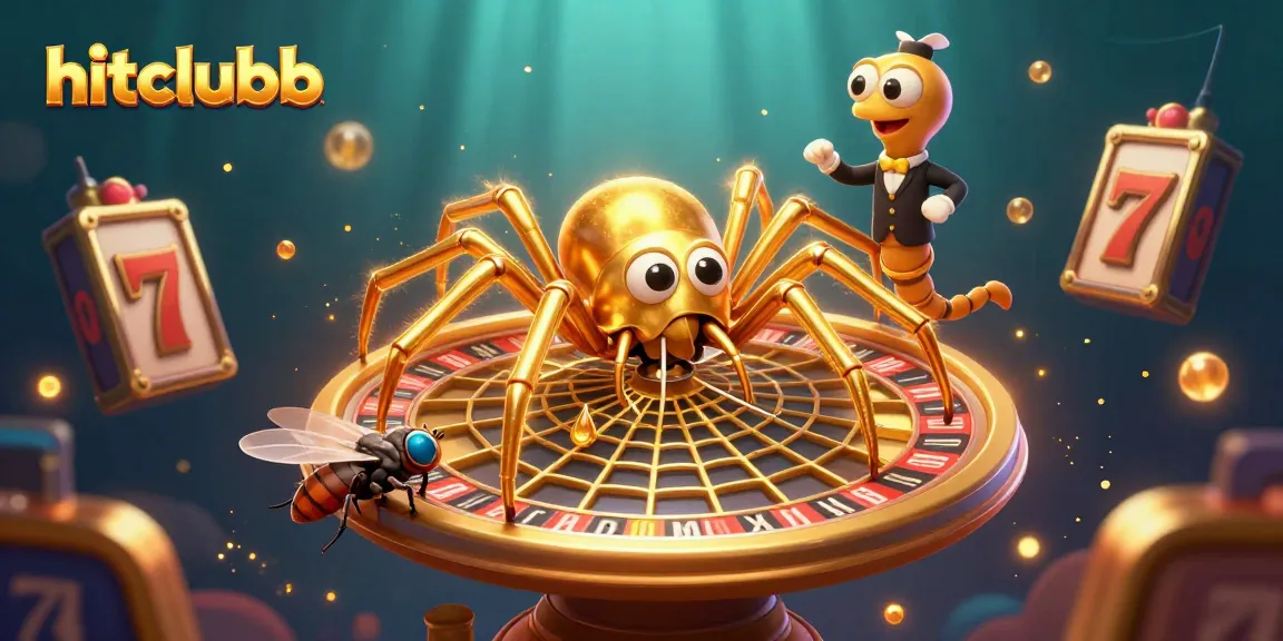 Watch the fly bet at hitclubb, surrounded by a golden spider spinning a roulette web.