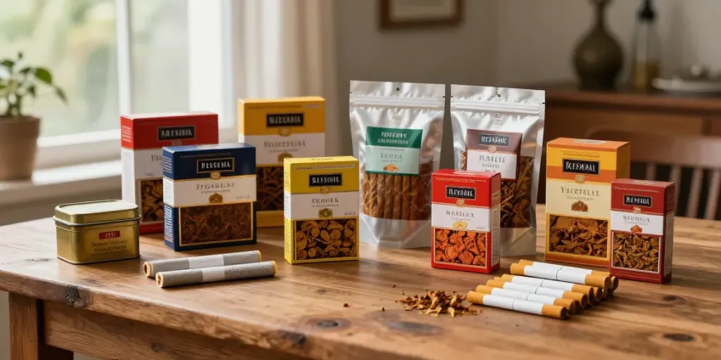 Budget cigarette and top smokes Australia displayed in an inviting tobacco collection setting.