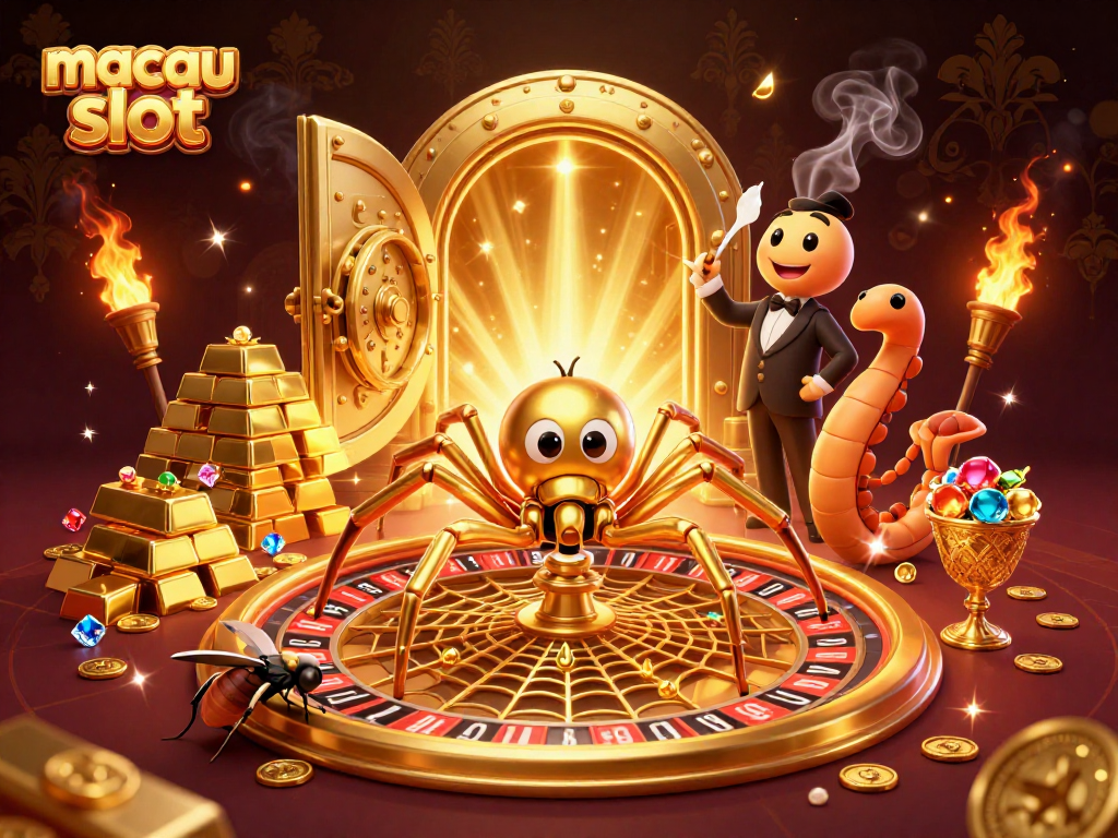 Taruhan macau slot kehilangan ketegangan saat laba-laba emas memutar roda roulette dalam kasino.