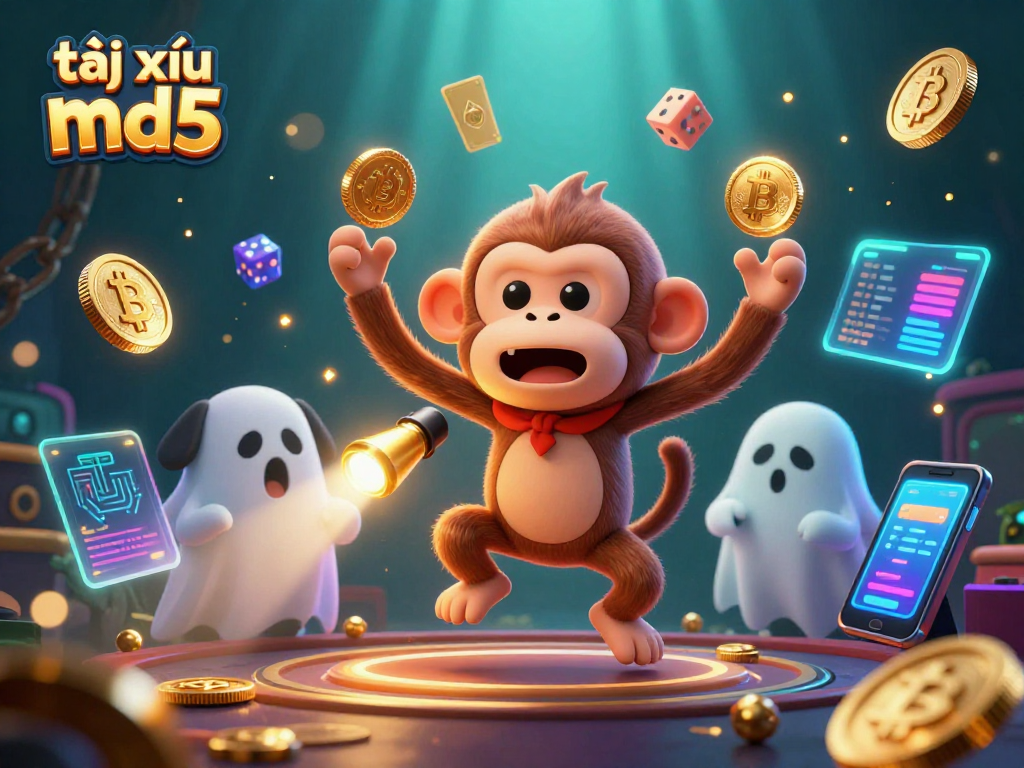 Engage with tài xỉu md5 in a whimsical haunted casino scene filled with golden gambling treasures.