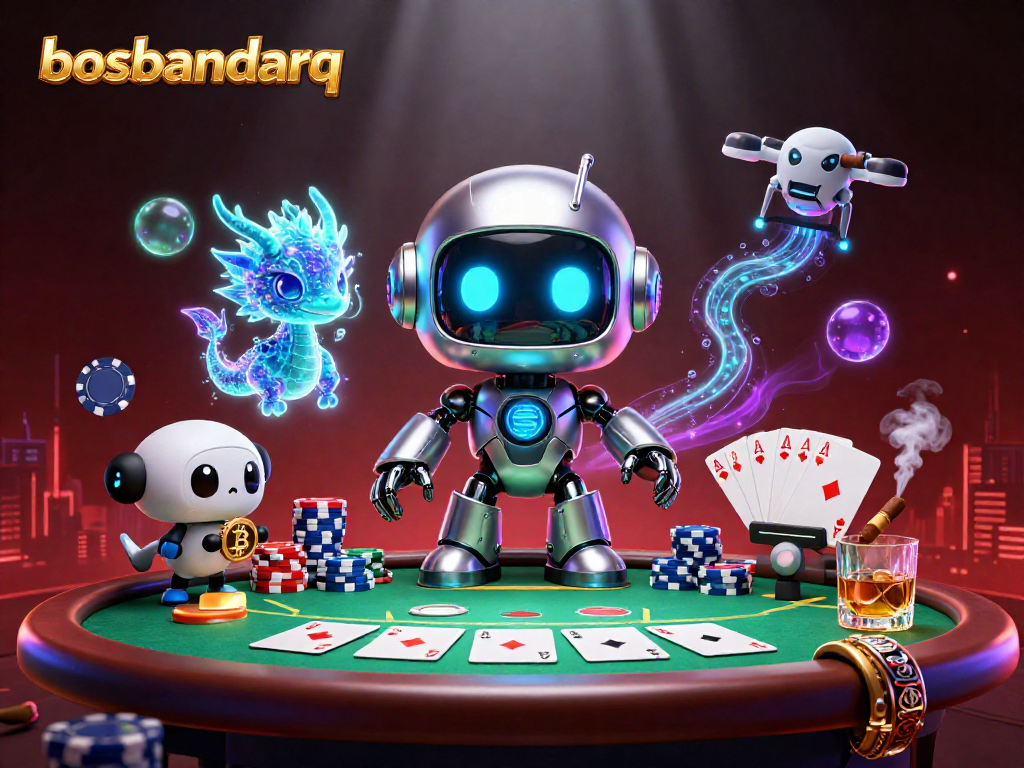 Experience the thrilling world of bosbandarq poker with vibrant characters and game elements.