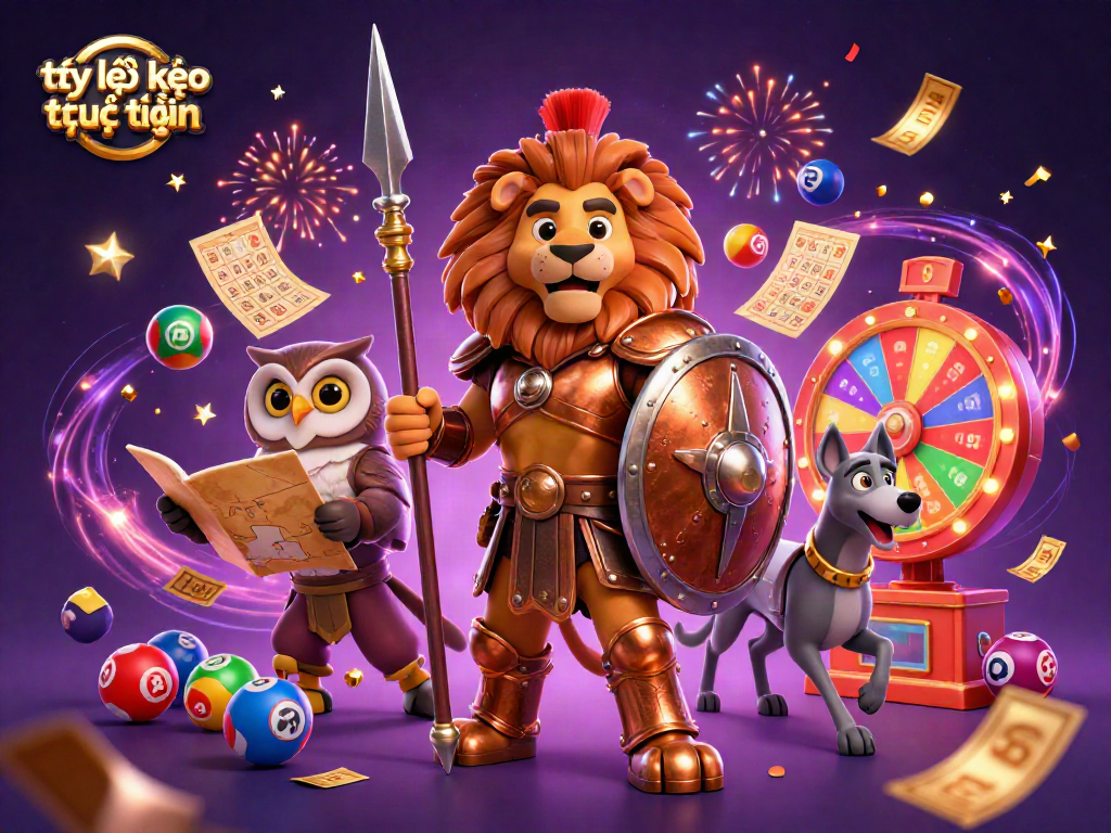 Engage with tỷ lệ kèo trực tuyến and strategic betting through vivid 3D art depicting excitement and dynamic elements.