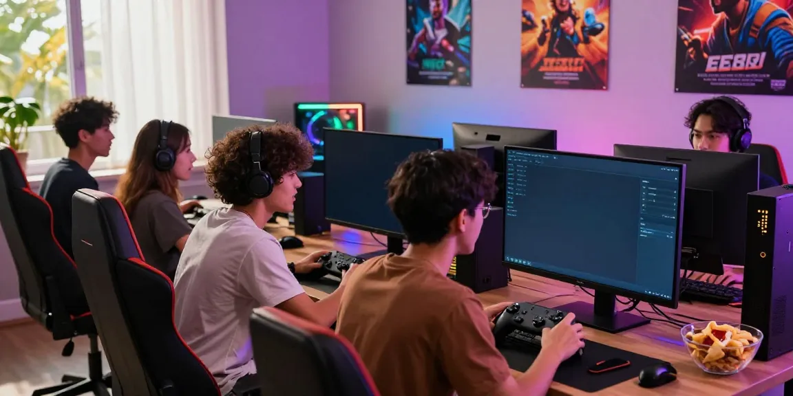 Group of gamers enjoying online entertainment at EE88a.exposed, showcasing vibrant social interaction and dynamic gaming atmosphere.