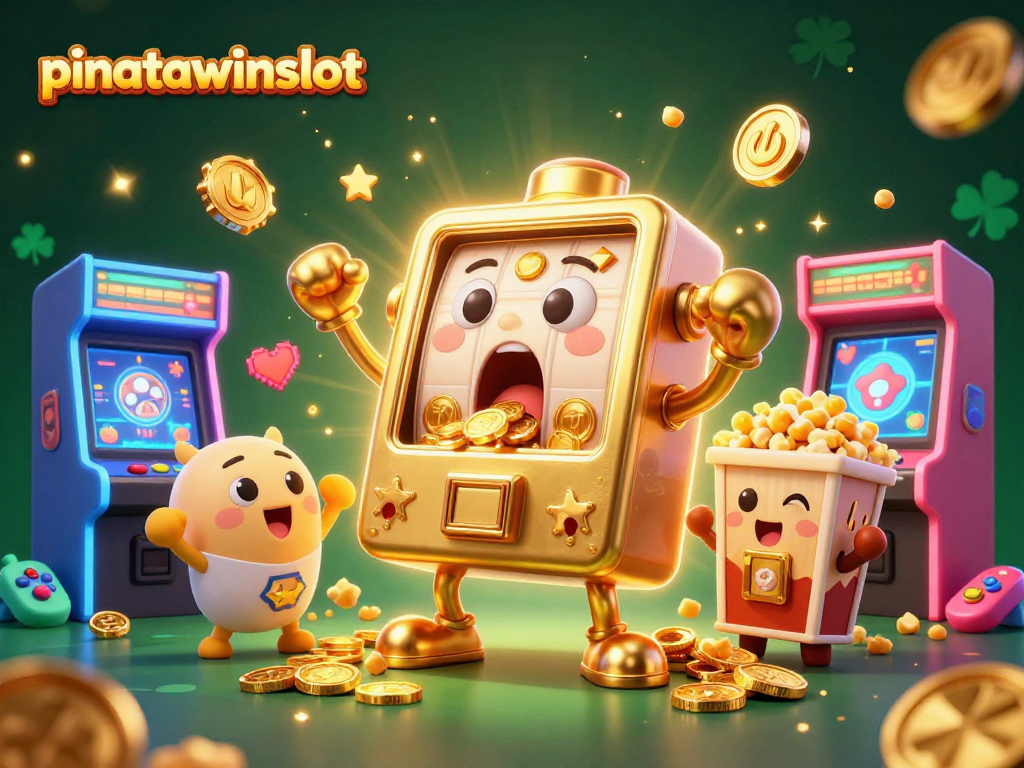 Experience pinatawinsslot with a vibrant 3D animated slot machine winning big as coins flow, creating excitement.