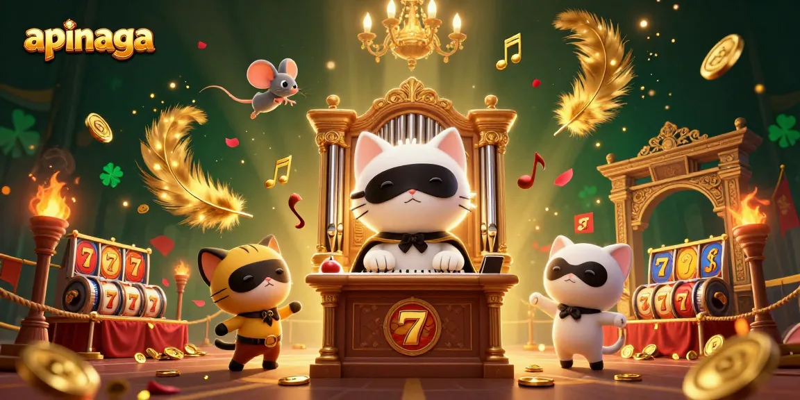 Experience amazing gaming adventures with apinaga surrounded by dazzling casino elements in an enchanting 3D scene.