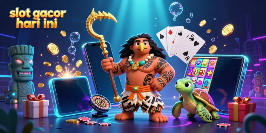 Slot gacor hari ini dengan demigod dan elemen slot dalam ilustrasi 3D yang menarik.