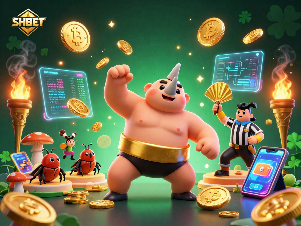Engage with SHBET's thrilling gaming experience featuring a vibrant 3D illustration of a rhinoceros beetle champion.