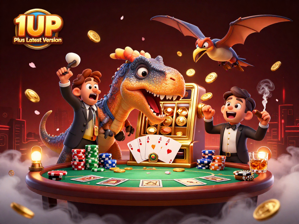 Experience the excitement of winning with 1UP Plus Latest Version as a pachycephalosaurus triggers jackpot coins!