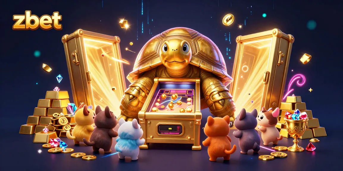 Engage with zbet's vibrant casino scene featuring a colossal tortoise pinball machine.